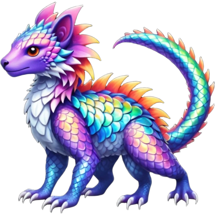 a vibrant colorful edgy vernid-fionbri-creature with splash patterns full body emoji