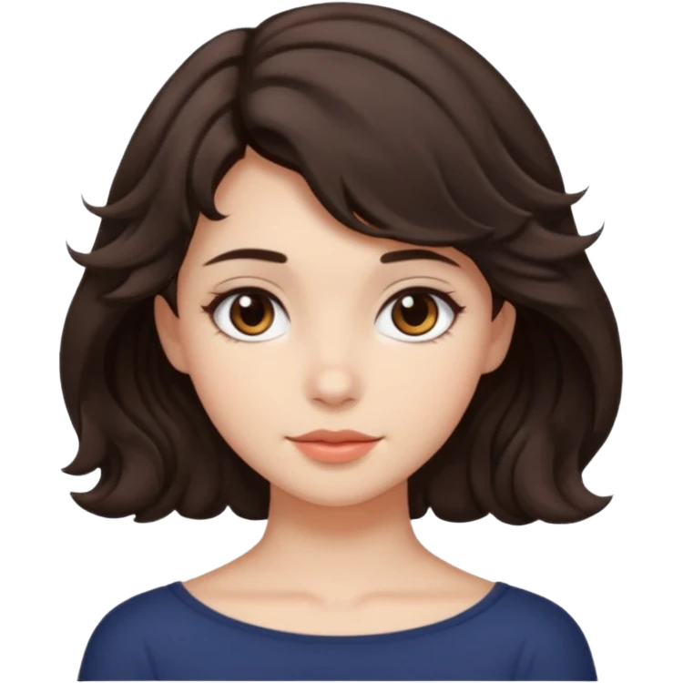 Short hair until shoulders wavy dark brown and with perçems and a soft look but girl emoji