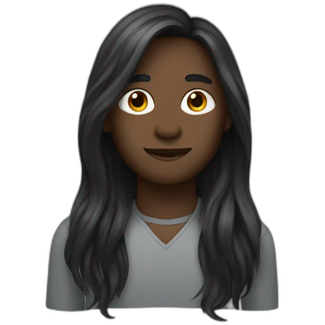 long hair, dark emoji