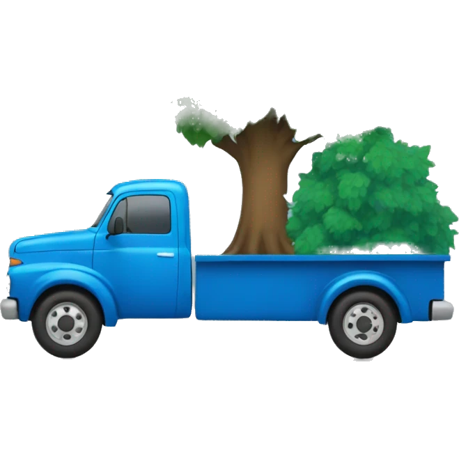 Blue truck carrying tree emoji