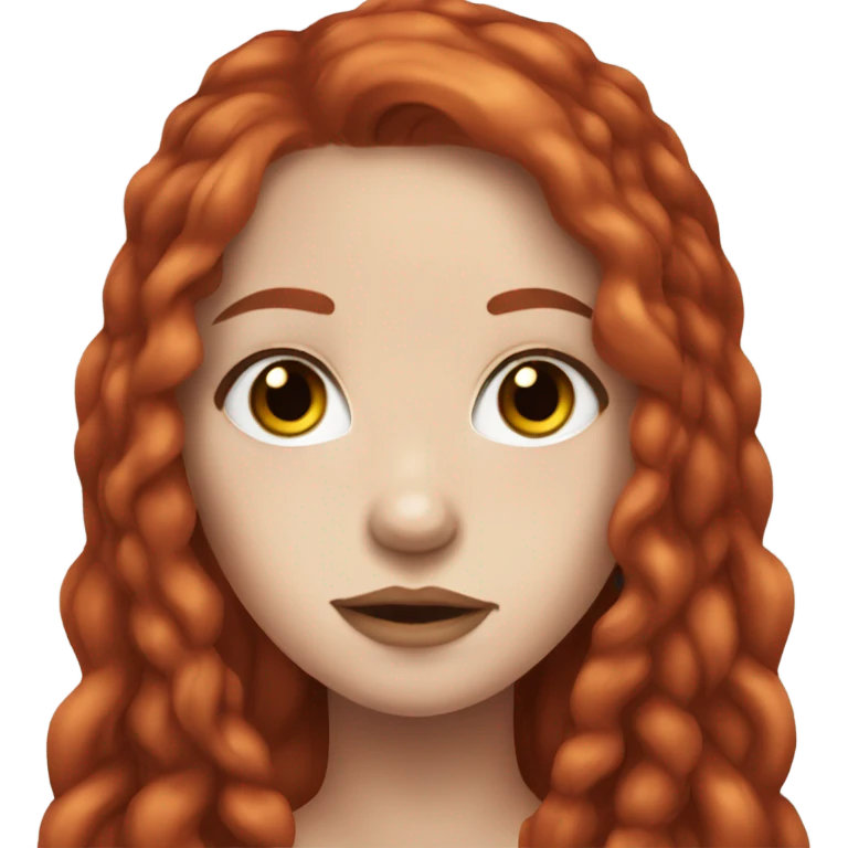 girl with red long hair, white skin septum piercing and brown eyes emoji