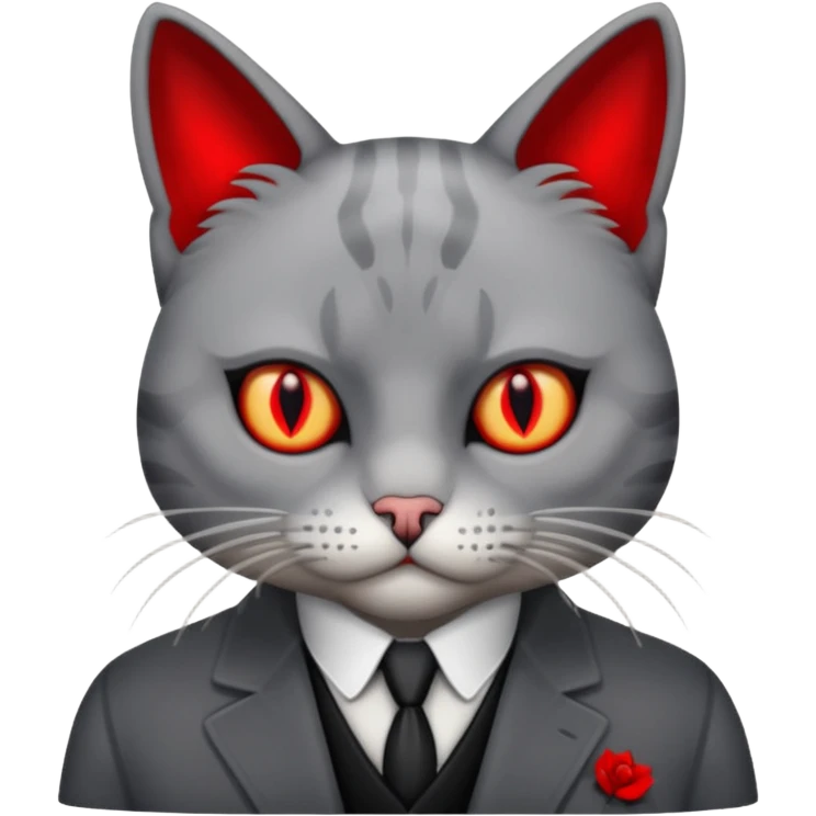 cat corleone mafia, red eyes, grave emoji