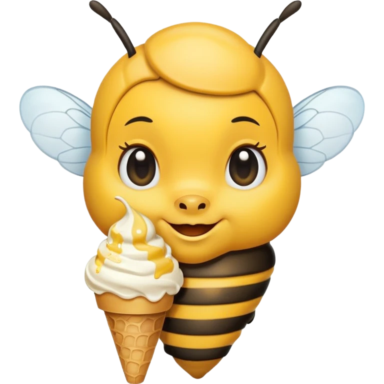 cute honeybee with ice cream in hand emoji