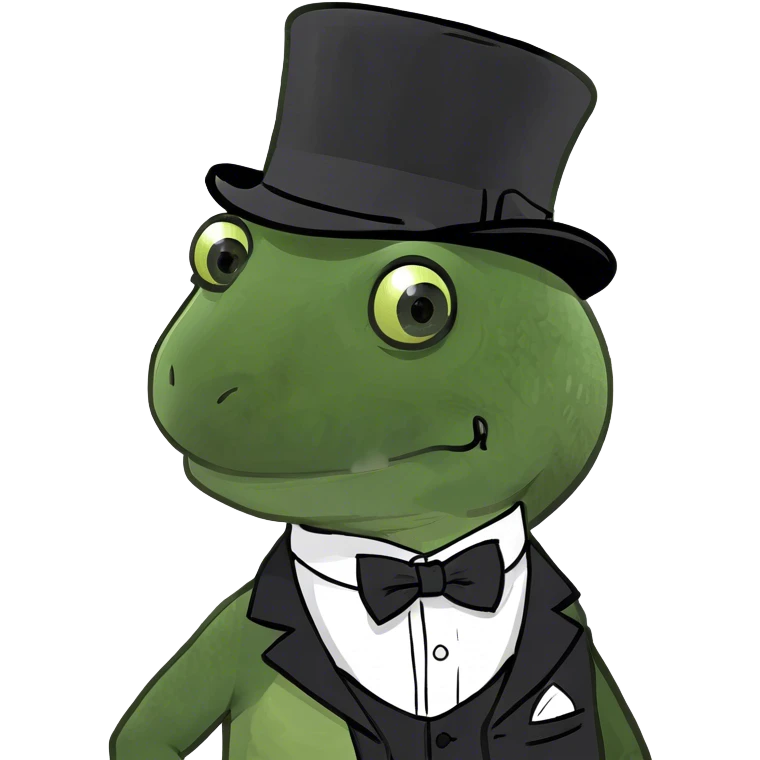 Cute lizard in a suit and top hat emoji