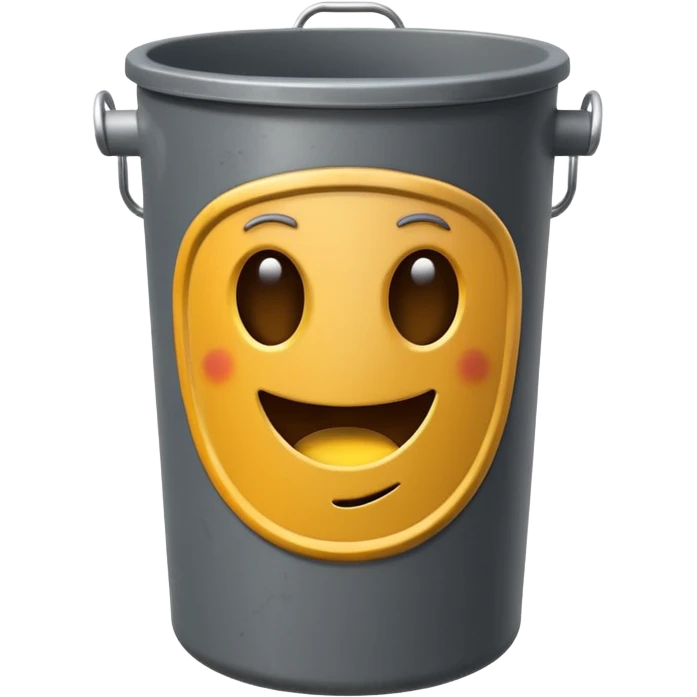 metal grey trash can, 2d style with outline, Microsoft emoji style not 3d emoji