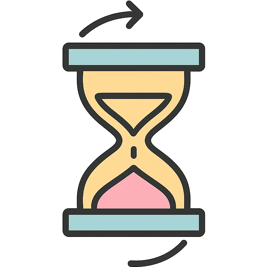 aesthetic hourglass turning over, elegant design, soft pastel colors, minimal and modern icon style emoji