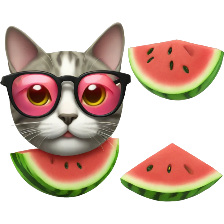 cat in watermelon with very cool glasses emoji