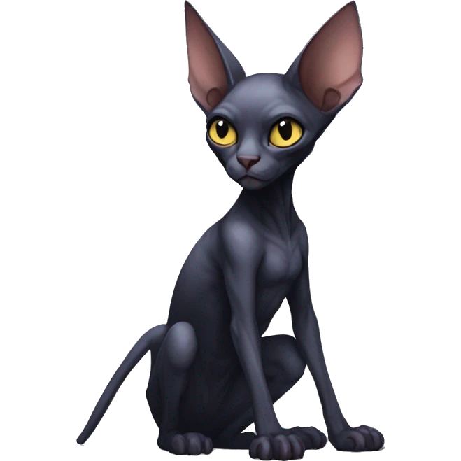 Dark Anthro Cool Bat-Sphynx Full Body emoji