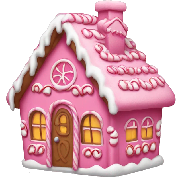 A pink gingerbread house emoji