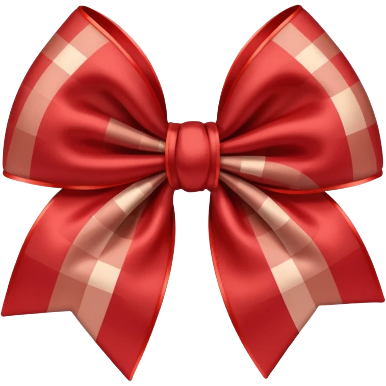 Red brown checked Bow  cute emoji