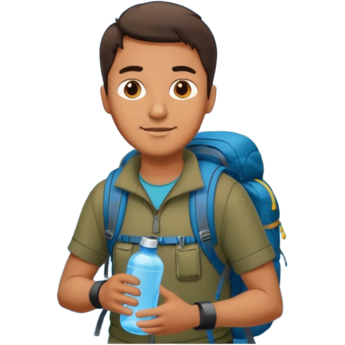 memoji face iphone: men, a solo hiker with carrying a few items and make it face only emoji