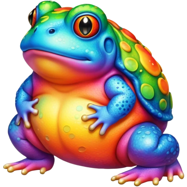 fat round rainbow toad walking emoji