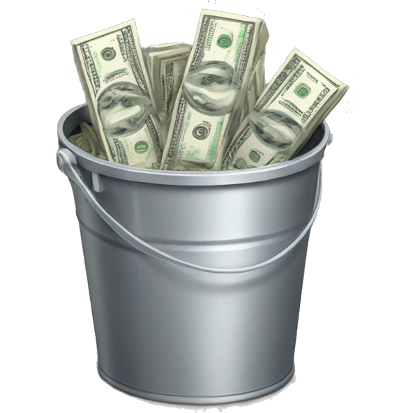 Bucket filled with money emoji