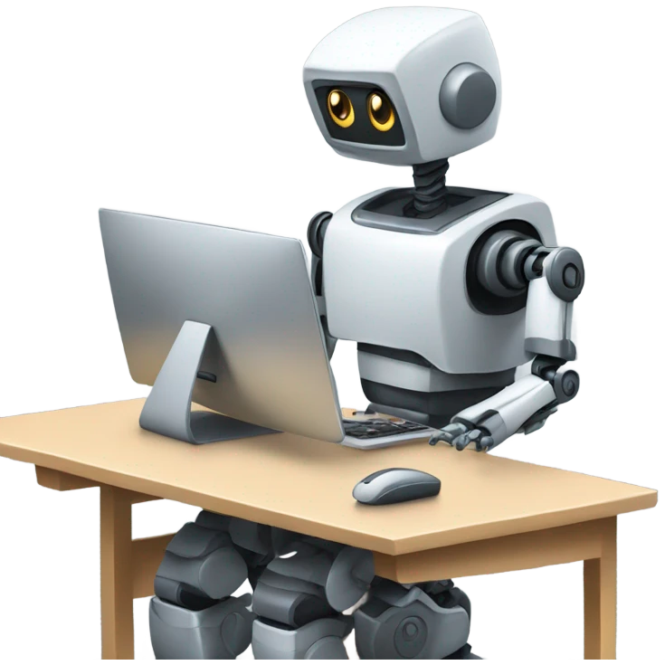 a robot working on a computer emoji