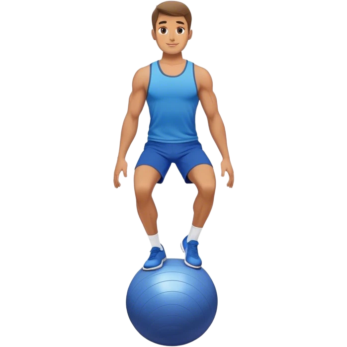 fit man with blue shorts stand on half-stability-ball balance emoji