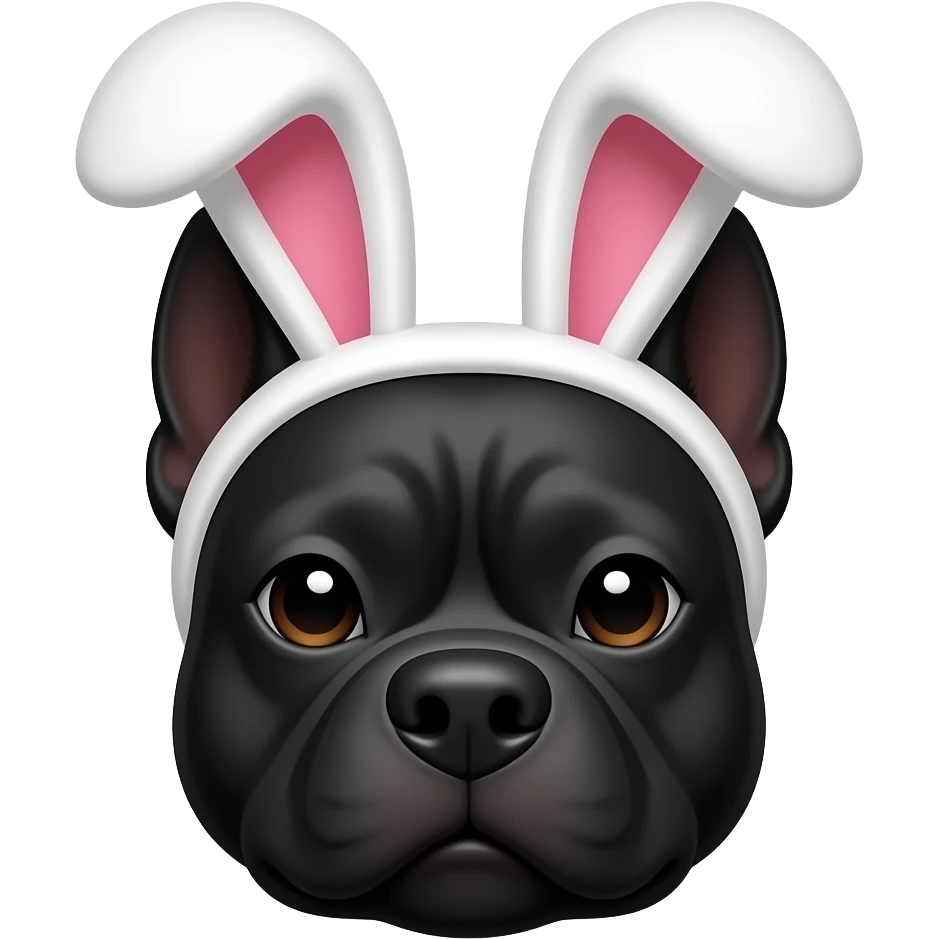 black staffie face with bunny ears on emoji