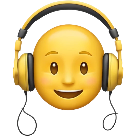 A happy emoji wearing headphones listening to music emoji