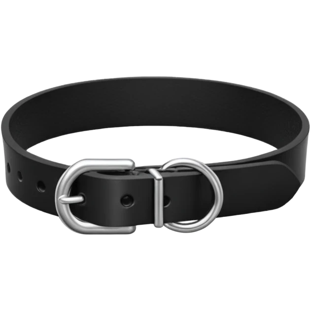 Collar – black leather with silver O-ring. emoji