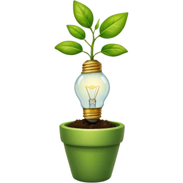 lightbulb sprouting from a plant pot, symbolizing innovation and start-up growth emoji