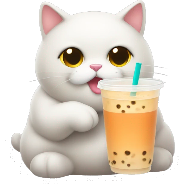 Fat cat drinking bubble tea emoji