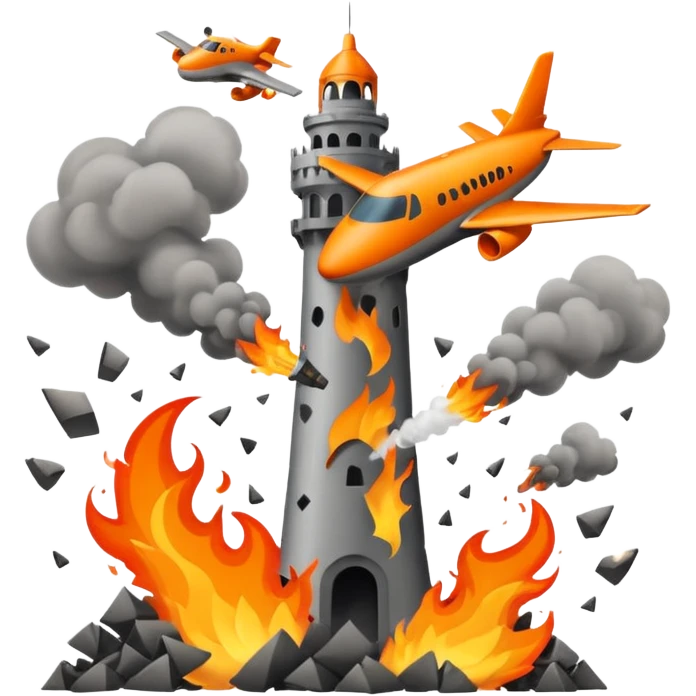 Plane crash into tower emoji