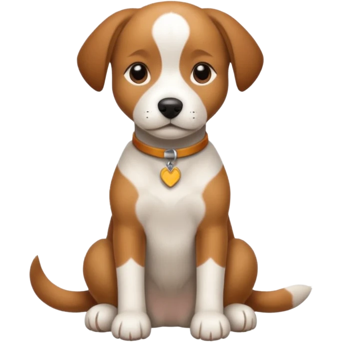 brown and white dog sitting with paws crossed emoji