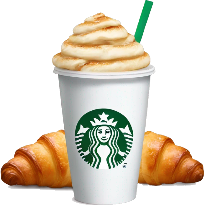 Starbucks drink next to a croissant emoji