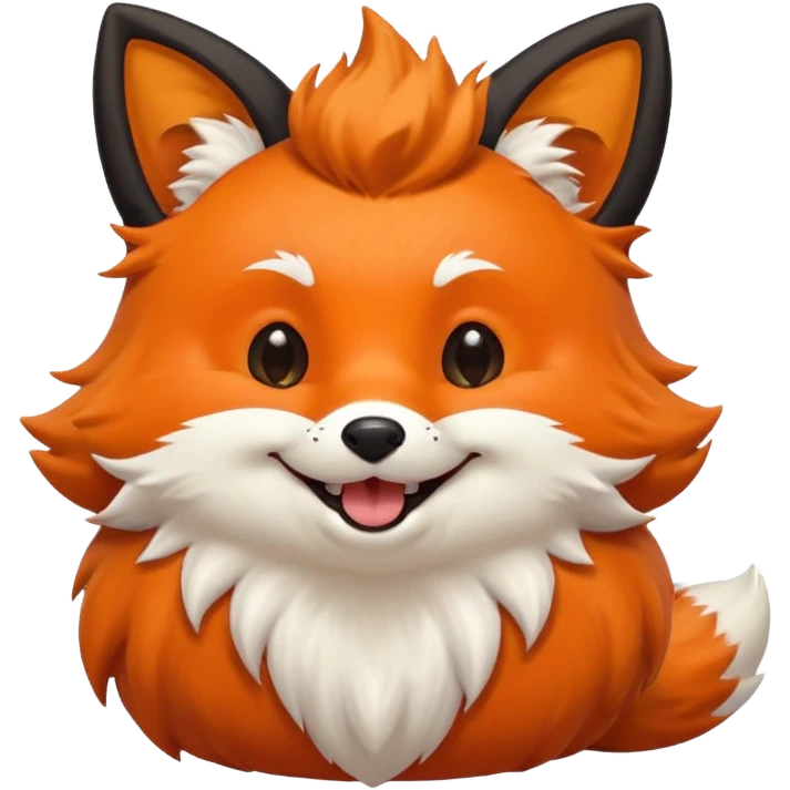 Floofy the Creampuff fox blackish away laughing, chubby. Black paws orange color emoji