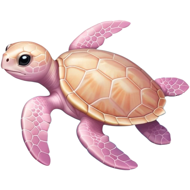 adorable light pink baby sea turtle swimming in water emoji