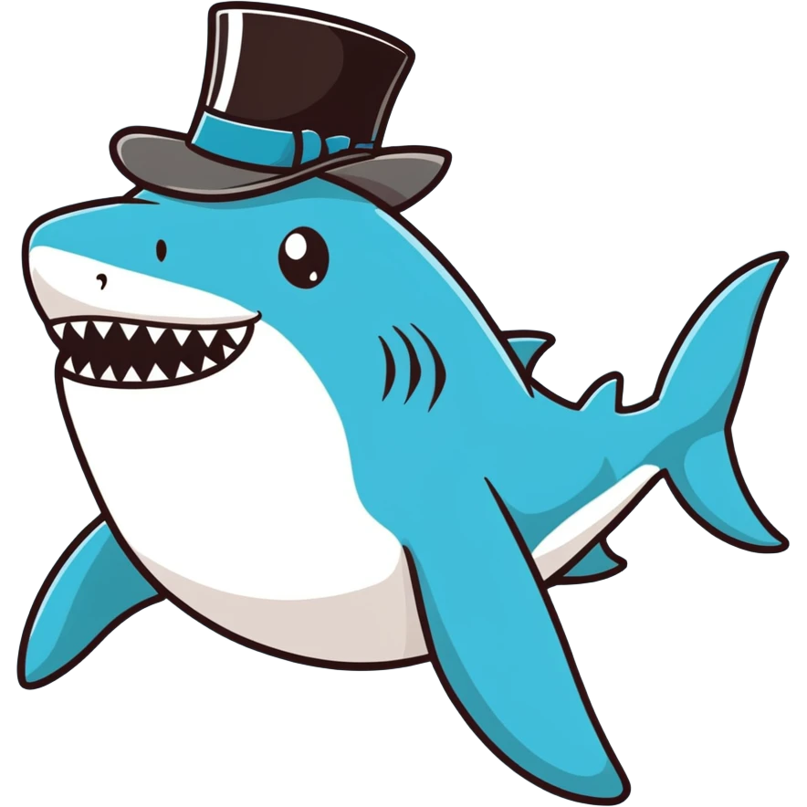 Shark with a top hat emoji