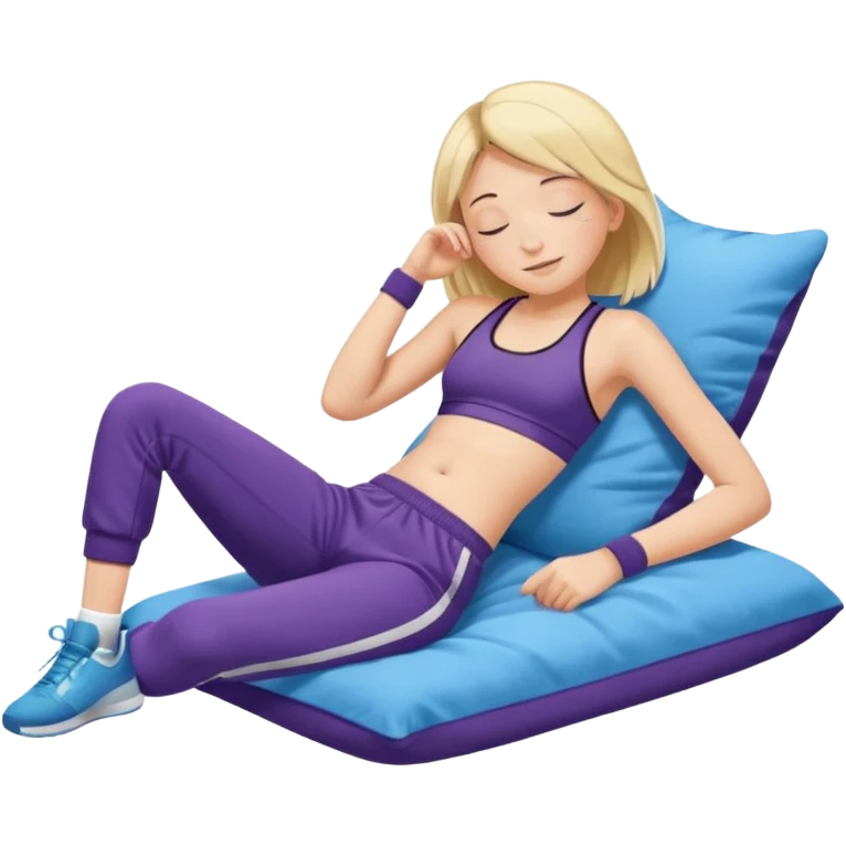 ten-year-old girl in a sports bra, trackpants, socks and high tops sleeping happily, prepubescent and flat-chested emoji