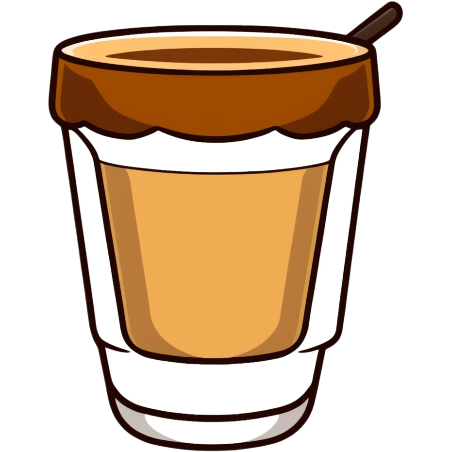Small Gibraltar glass with cortado espresso, light brown color on top (NOT WHITE), deepening to darker brown at bottom, smooth surface, no froth or swirl emoji