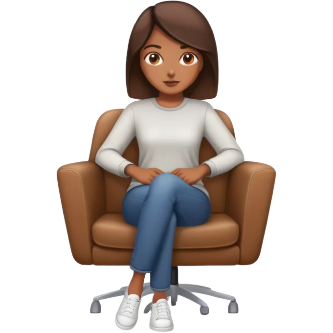brown female casual clothes sitting on chair facing forward emoji