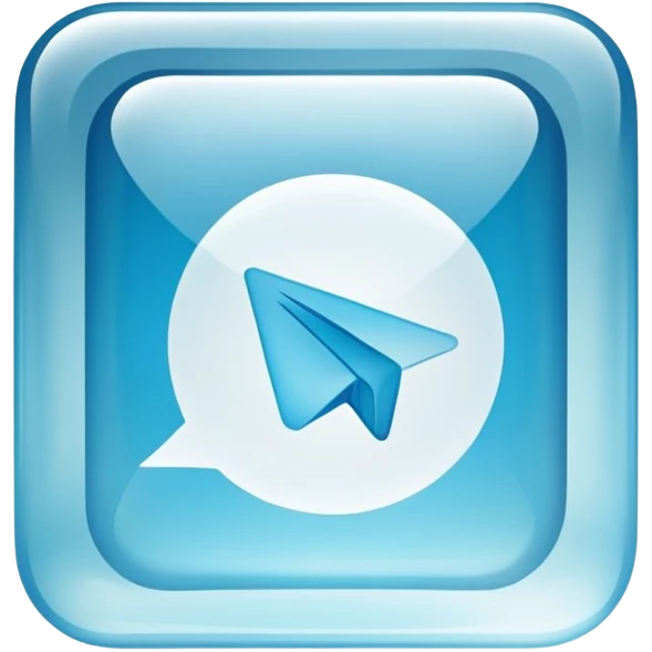 Telegram logo on a transparent glass square rounded block emoji