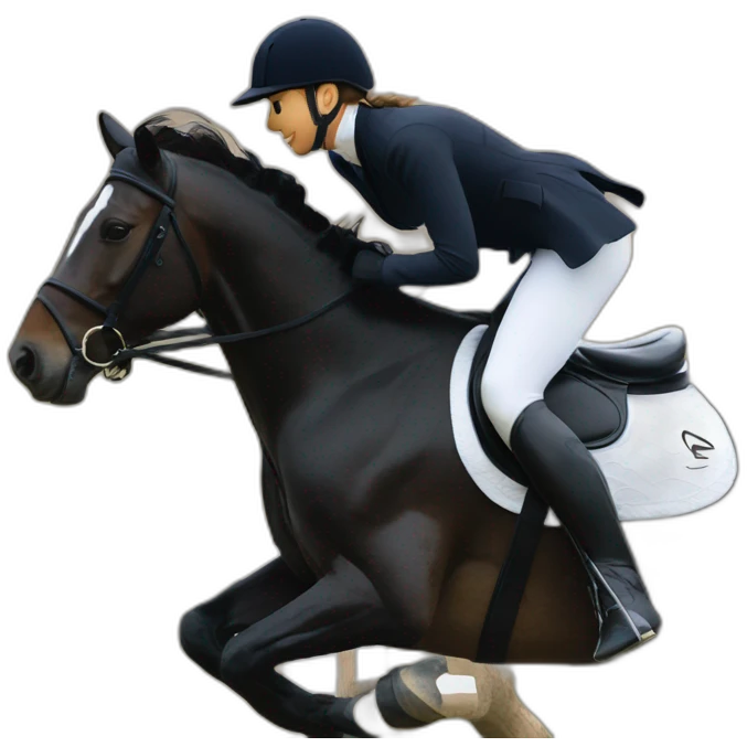 Black eventing horse galloping on cross country emoji