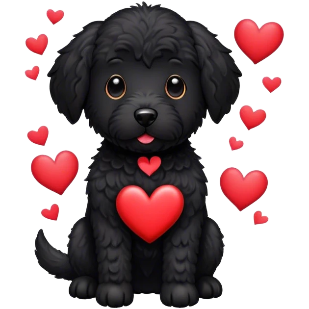 Black Doodle dog valentine emoji