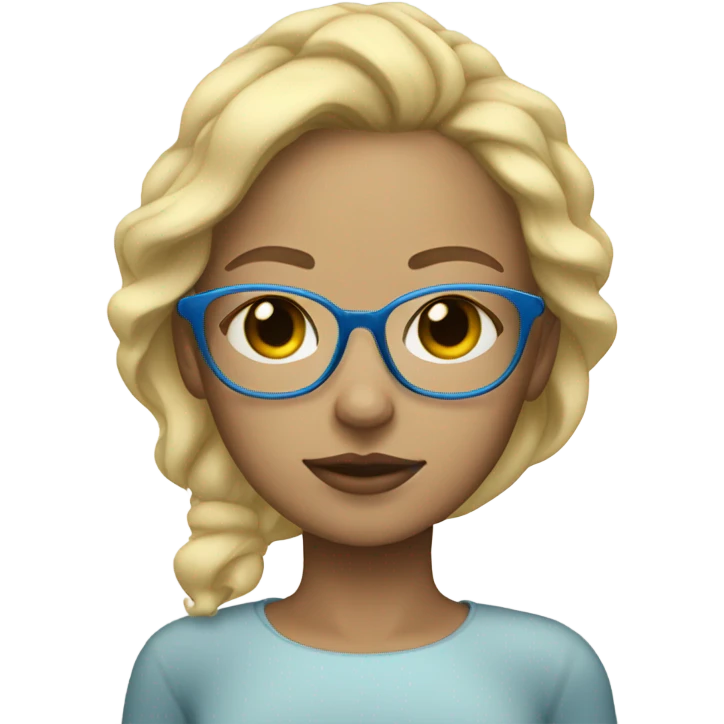 Blonde girl with blue highlights with light skin and glasses sleeping emoji