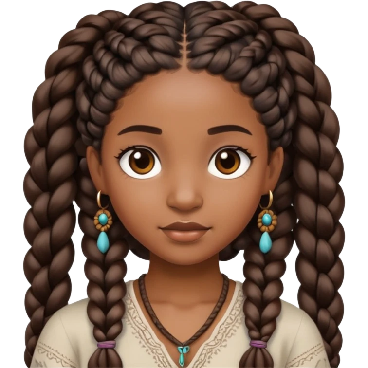 black girl with boho braids emoji