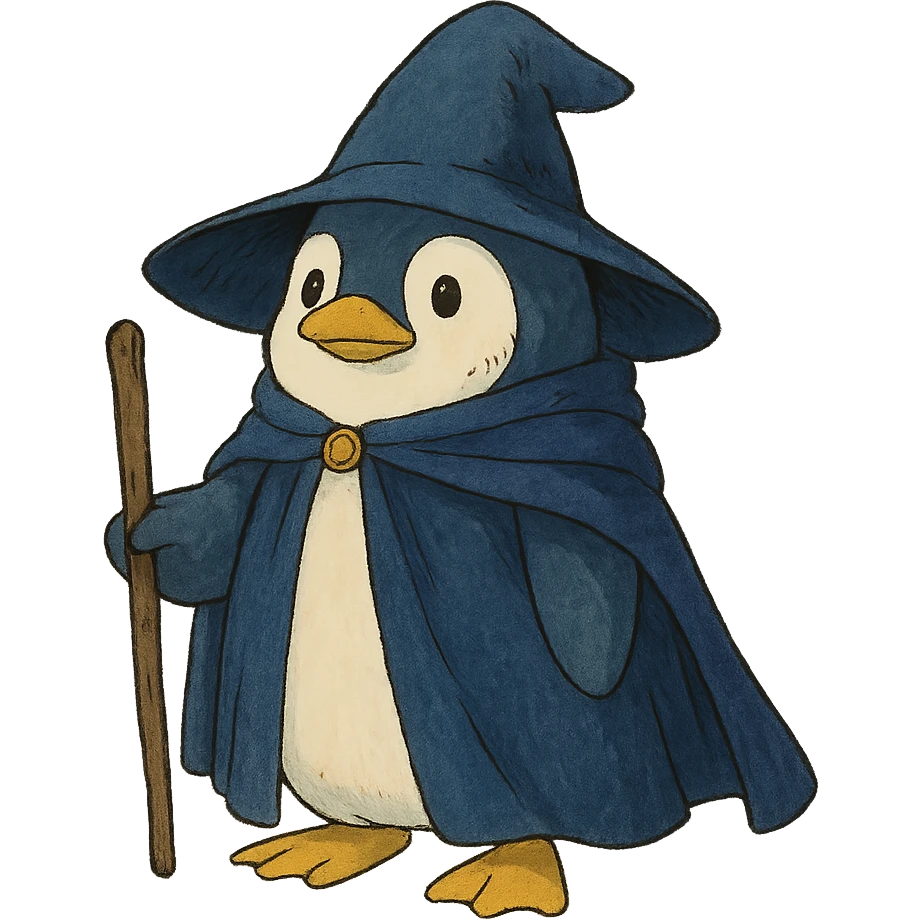 ghibli style penguin wizard emoji