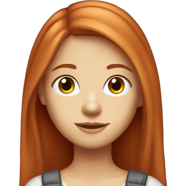create a very beautiful red-haired girl with long straight hair with swampy eyes, freckles, a thin face and plump lips emoji