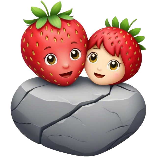 strawberry hugging a stone emoji