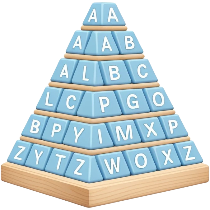 pastel blue alphabet blocks for children stacked in a pyramid emoji