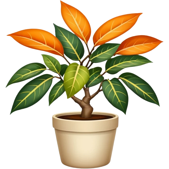 orange Variegated Ficus elastica in a pot emoji