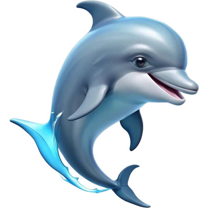 Cinematic Comical Dolphin Portrait Emoji, Head tilted dramatically with an exaggeratedly amused expression, featuring a smooth, dynamic body with wide, comically expressive eyes full of playful disbelief and a quirky, arched dorsal fin, Simplified yet hilariously expressive features, highly detailed, glowing with a slightly sassy oceanic glow, high shine, dramatic yet playful, stylized with an air of cheeky marine mischief, soft glowing outline, capturing the essence of a meme-worthy dolphin that looks ready to leap its way into viral fame! emoji