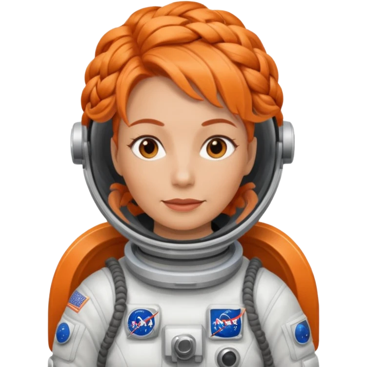 Astronauts, Middle-age, female, orange braided hair emoji
