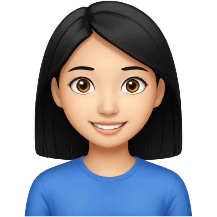 20 yr old asian woman hair  center part big eyes big smile tanned skin straight black hair center part hair  emoji