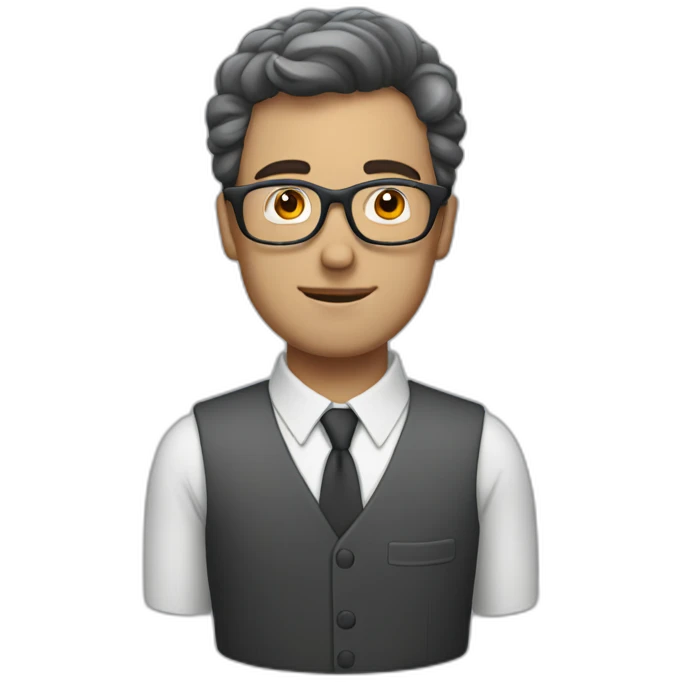 white guy with grey spectacles and dark hairs emoji
