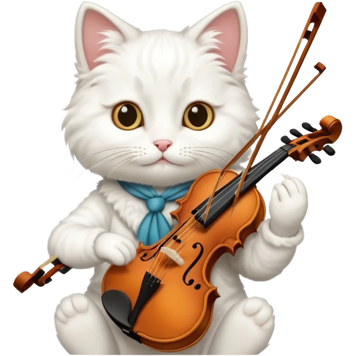 white cat play violin emoji