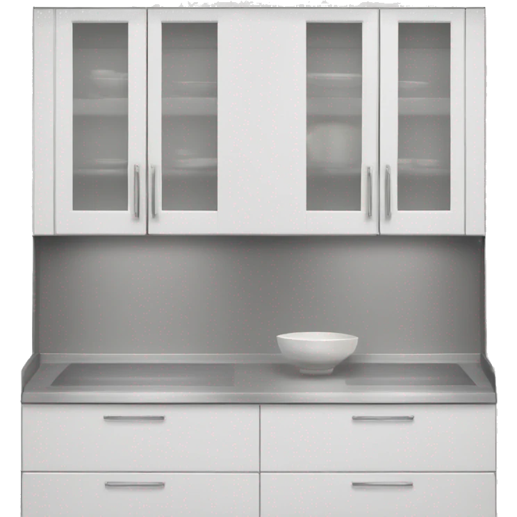 Realistic front facing white and rose silver hanging kitchen cabinets  emoji