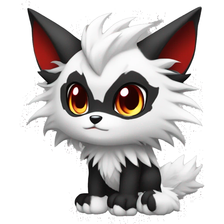 Anthro-Edgy-Cool-Dark-Black-White-Red-Contrast-Colors-Fantasy-Fur-Sona-Chibi-Shiny-Fakémon-Hybrid full body emoji
